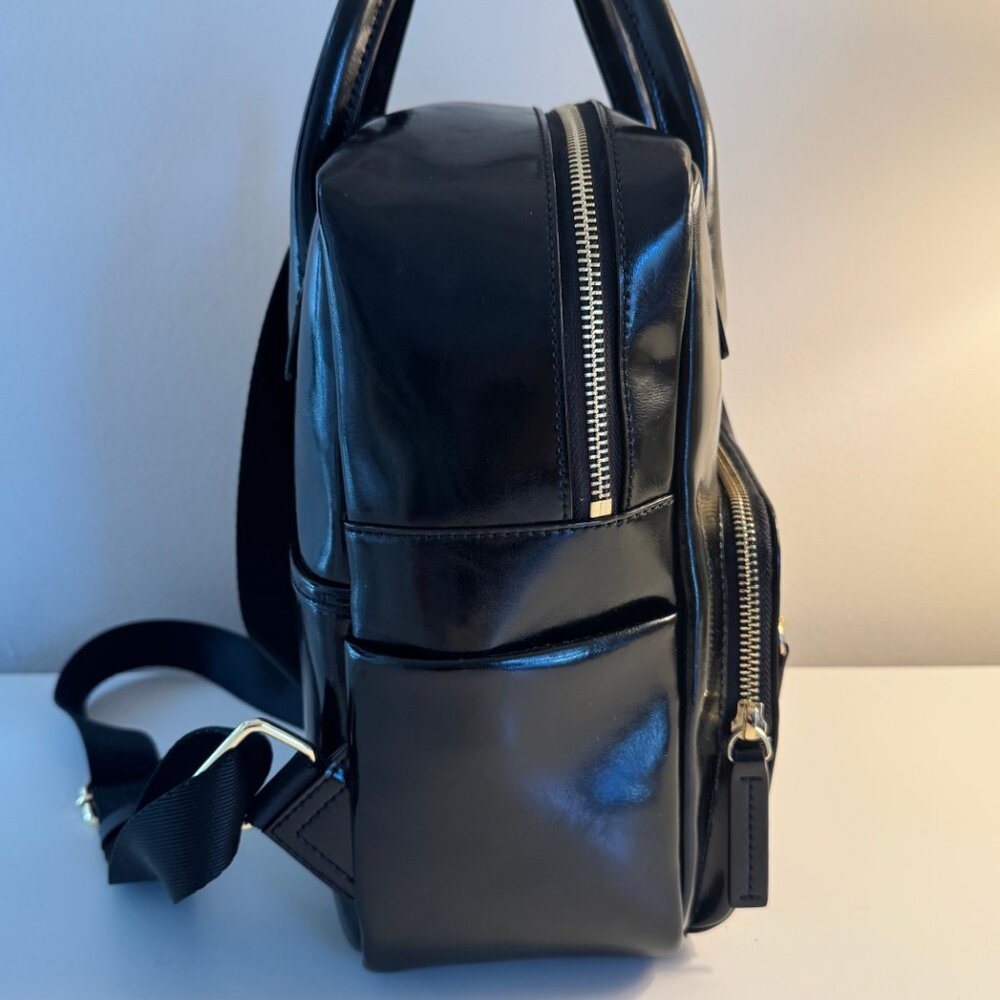 NWT Frances Valentine Small Casey Backpack GLazed Leather Black RARE - Picture 9 of 11